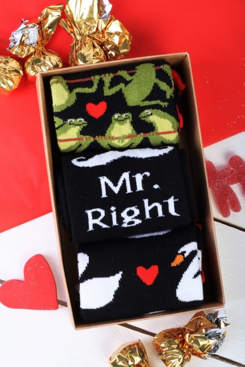 Подарочный комплект из 3 пар носков для мужчин MR.RIGHT на день св. Валентина
