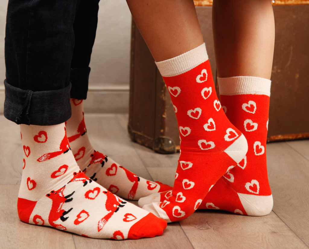 valentines day socks with hearts