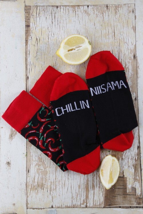CHILLIN black cotton chef socks