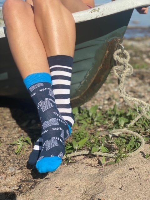 nautical themed blue socks
