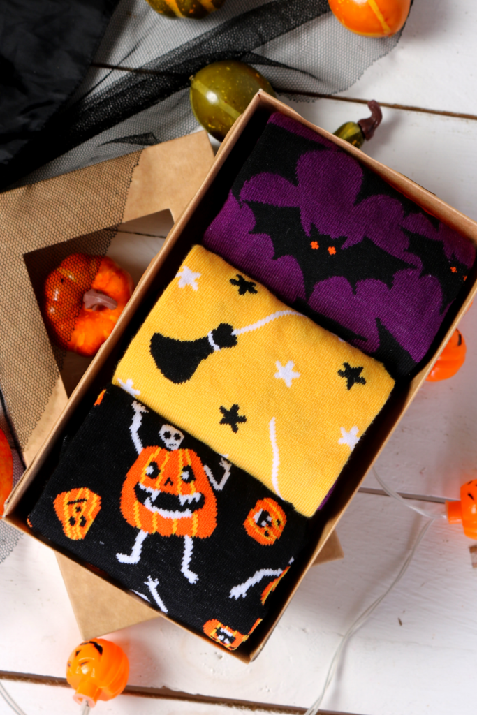 halloween gift box with 3 pairs of socks
