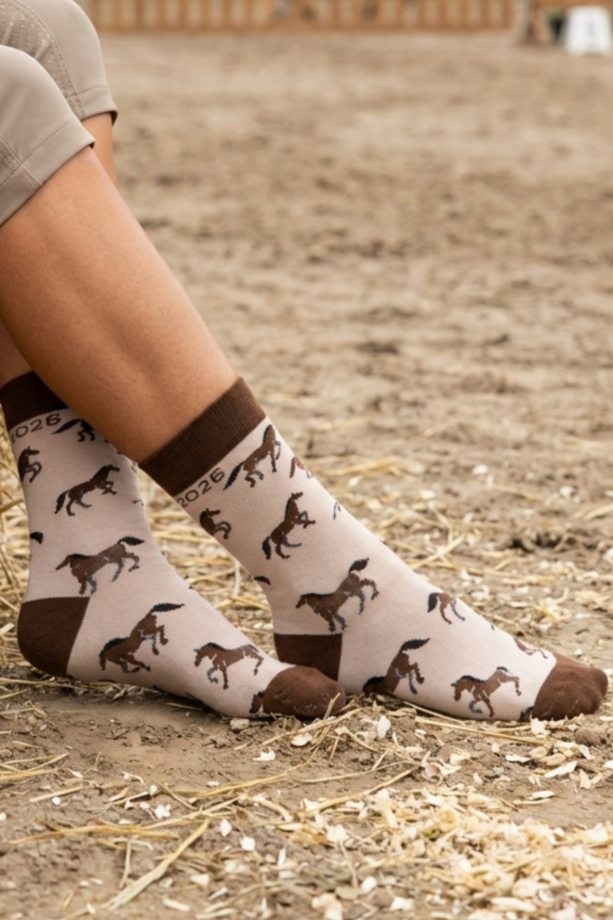 Brown Horse Year Socks 2026
