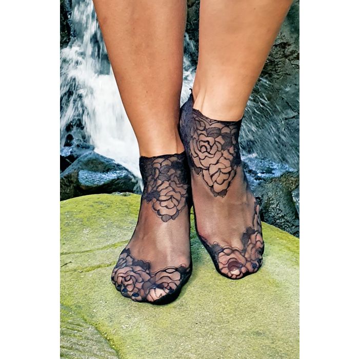 TERESA black lace socks for women