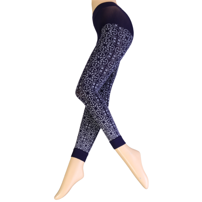 Navy blue patterned leggings sale