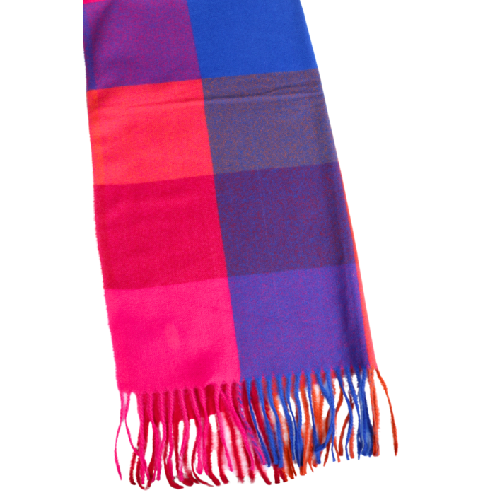 CARAMELLA pink and blue squared scarf Sokisahtel