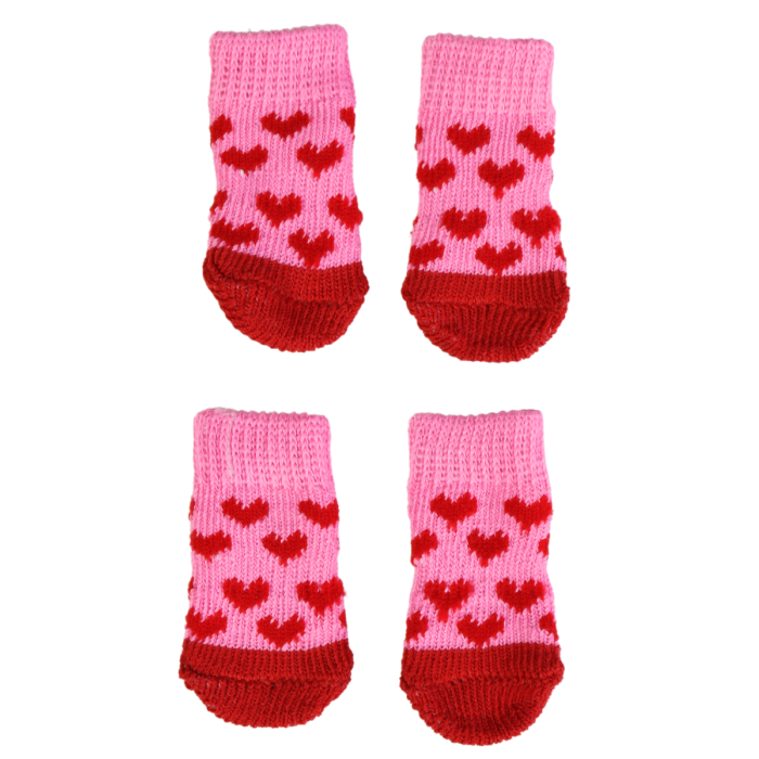 DOG SOCKS pink anti slip socks with hearts for dogs Sokisahtel