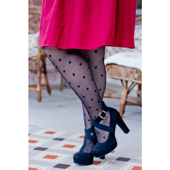 DOTS plus size black tights with dots Sokisahtel
