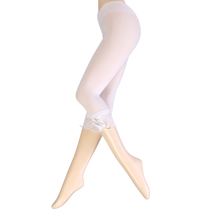 EXTASE white leggings with laces Sokisahtel