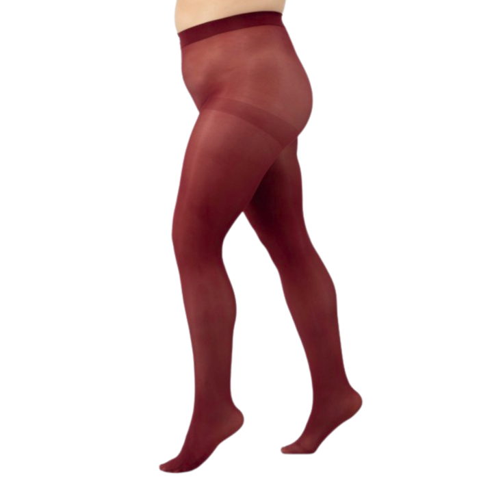 GLOW plus size 50 DEN burgundy tights Sokisahtel