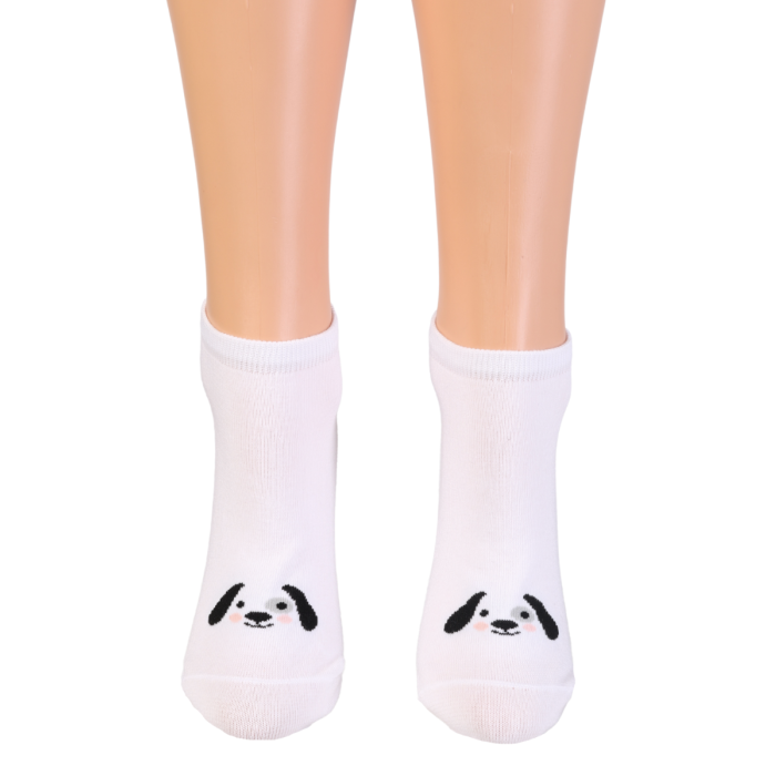 WHITE DOG low cut socks with a dog Sokisahtel