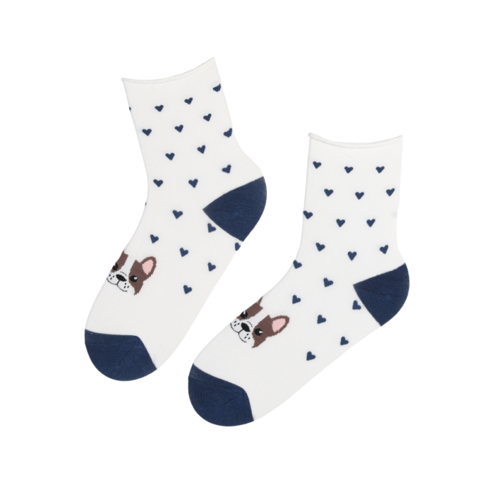 LIISBETH white socks with a dog Sokisahtel