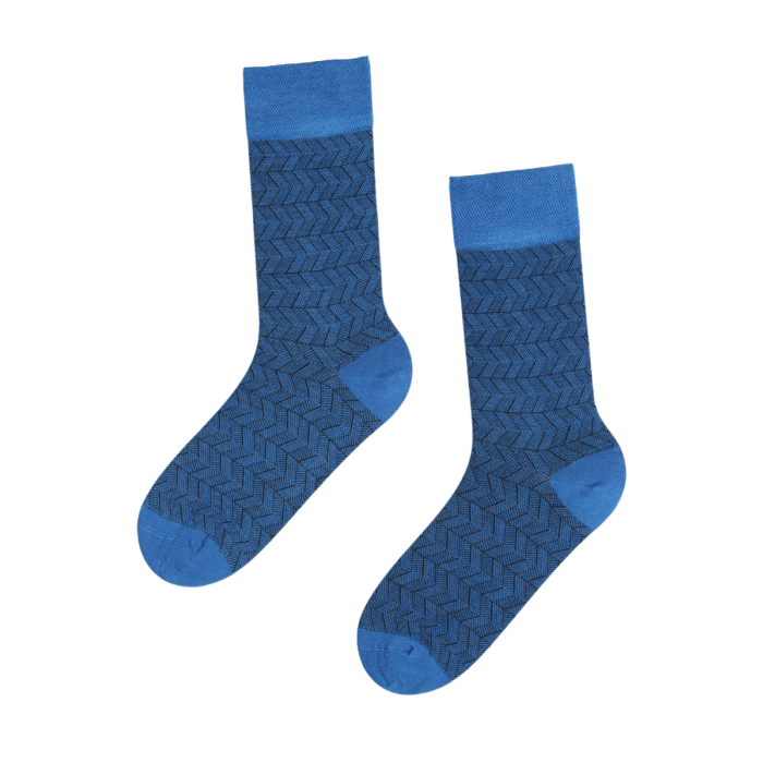 The Livingstons | Heathered Blue Dress Sock with White Hatches