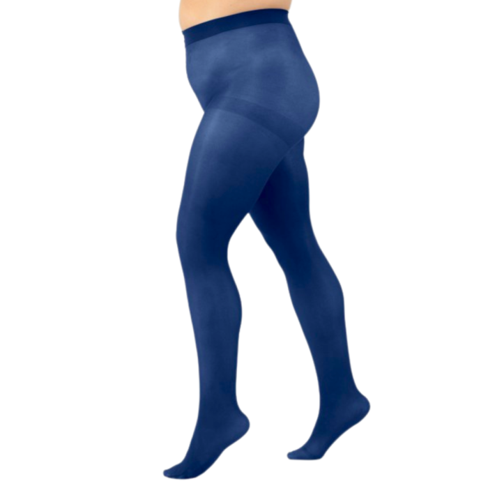 GLOW plus size 50 DEN blue tights Sokisahtel