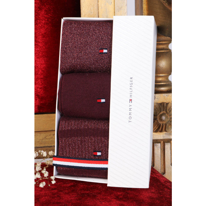 TOMMY HILFIGER red gift box with 3 pairs of socks | Sokisahtel