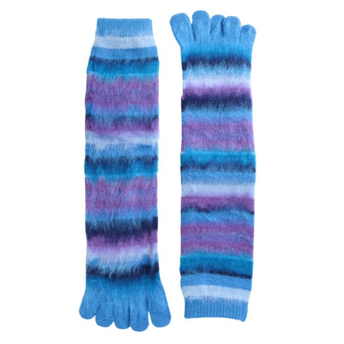 VERSAY fun purple and blue striped toe socks
