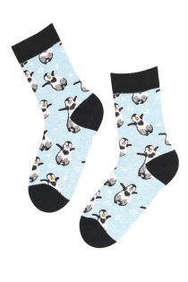 Хлопковые носки голубого цвета в рождественской тематике с изображением пингвинов LOLO | Sokisahtel