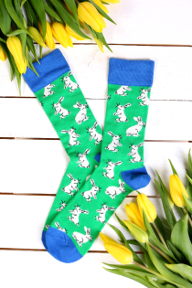 EASTER green cotton socks with bunnies | Sokisahtel