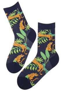 LEOPARD dark blue cotton socks | Sokisahtel