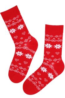 Хлопковые носки алого цвета в рождественской тематике для мужчин AILO | Sokisahtel