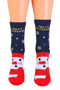 Хлопковые носки серого цвета с изображением нарядного снеговика ALISSA | Sokisahtel