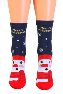 ALISSA blue cotton socks with a snowman | Sokisahtel