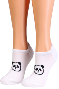 ALONDRA white low-cut socks with a panda | Sokisahtel