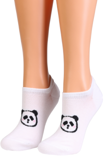 ALONDRA white low-cut socks with a panda