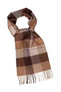 Alpaca wool brownish beige checkered scarf | Sokisahtel