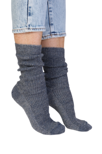 Тёплые блестящие носки синего цвета из шерсти альпака ALPAKAVILLASED | Sokisahtel