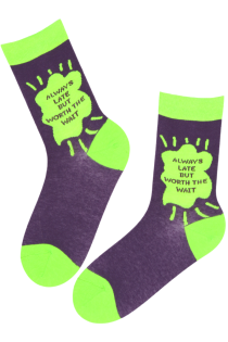 ALWAYS LATE neon cotton socks | Sokisahtel