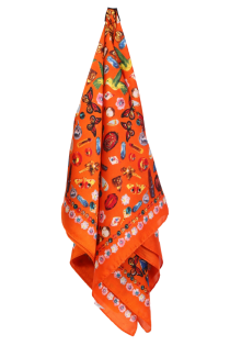 Шейный платок оранжевого цвета с пёстрым узором AMARONI | Sokisahtel