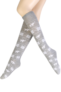 ANNIKEN light grey Christmas knee-highs | Sokisahtel