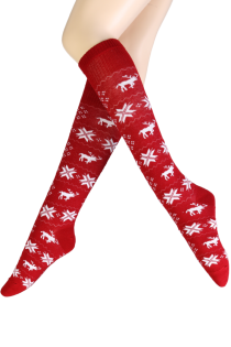 ANNIKEN burgundy Christmas knee-highs | Sokisahtel
