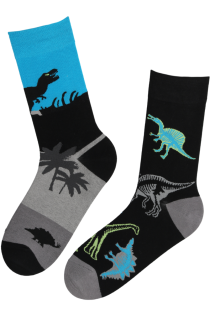 dinosaurustega musta värvi puuvillased sokid