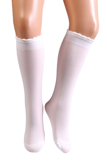 ARABELLA white knee-highs for girls | Sokisahtel