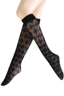ARIELLA black knee-highs with a pattern | Sokisahtel