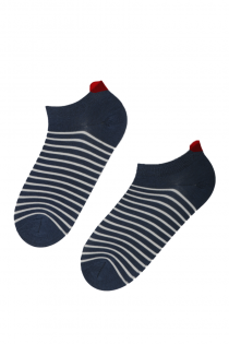 Женские хлопковые укороченные (спортивные) носки синего цвета с полосками и сердечком ARLE | Sokisahtel