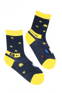Хлопковые носки сине-желтого цвета в тематике путешествий для мужчин и женщин ARRIVALS (прилёт) | Sokisahtel