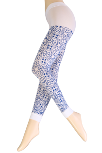 ARTY white patterned leggings | Sokisahtel