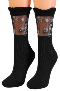 ASHER black floral socks | Sokisahtel