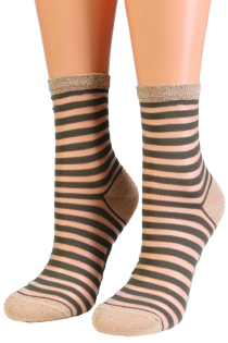 ASHLEY green sheer striped socks | Sokisahtel