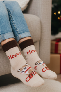 BAIBA beežid puuvillased kitsega jõulusokid lastele | Sokisahtel