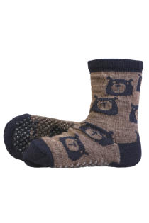 BEAR WOOL meriinovillased karudega pruunid sokid beebidele | Sokisahtel