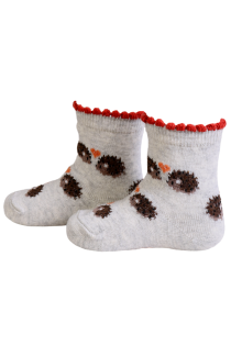 Хлопковые носки светло-серого цвета с изображением влюблённых ёжиков для малышей BEBE | Sokisahtel