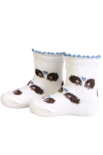 Хлопковые носки бело-голубого цвета с изображением влюблённых ёжиков для малышей BEBE | Sokisahtel