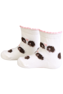 Хлопковые носки бело-розового цвета с изображением влюблённых ёжиков для малышей BEBE | Sokisahtel