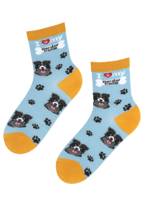BESTDOG light blue cotton socks with dogs | Sokisahtel