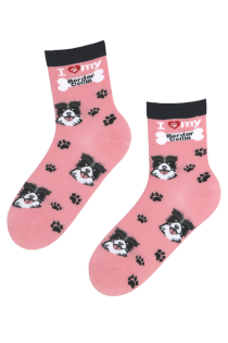 BESTDOG light pink cotton socks with dogs | Sokisahtel