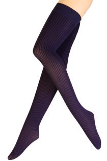 BIANCA dark purple striped hold-ups | Sokisahtel