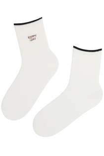 BIBI white cotton socks with a heart pattern | Sokisahtel